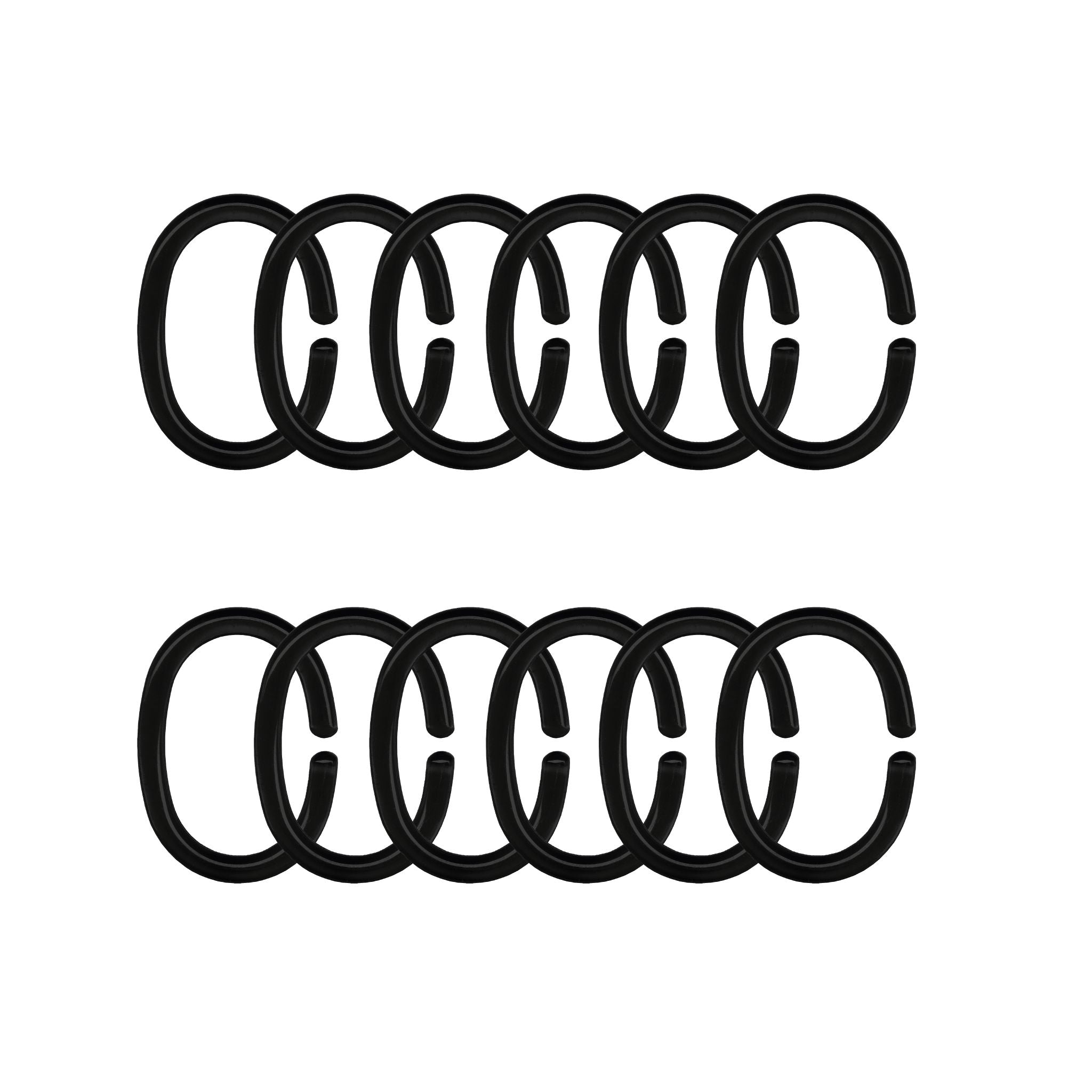 Duschvorhang-Ringe Schwarz Set 12-teilig