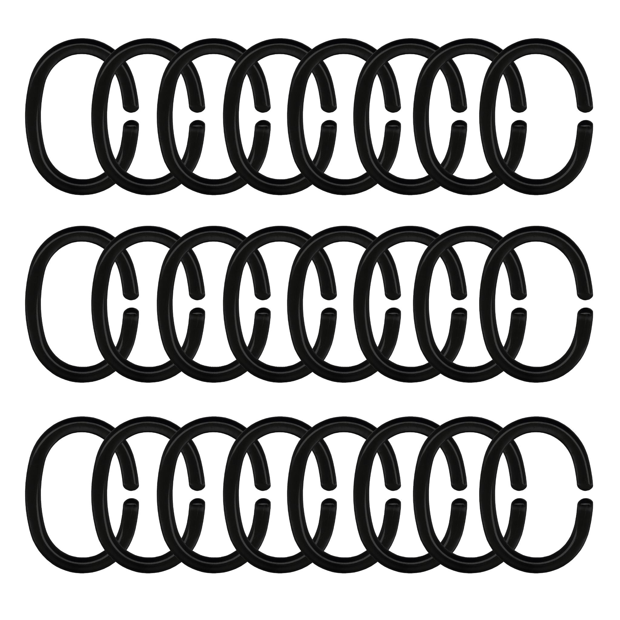 Doppelpack Duschvorhang-Ringe Schwarz Set 24-teilig
