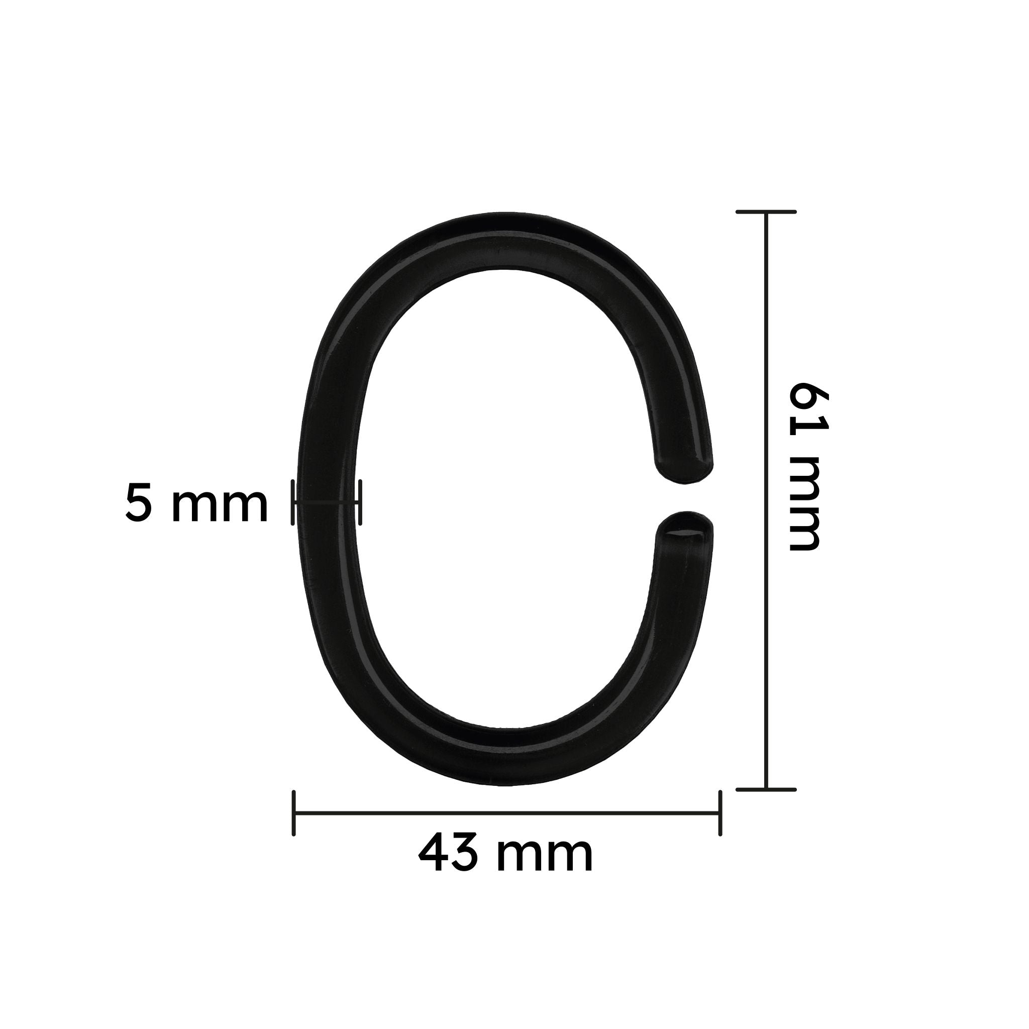 Duschvorhang-Ringe Schwarz Set 12-teilig