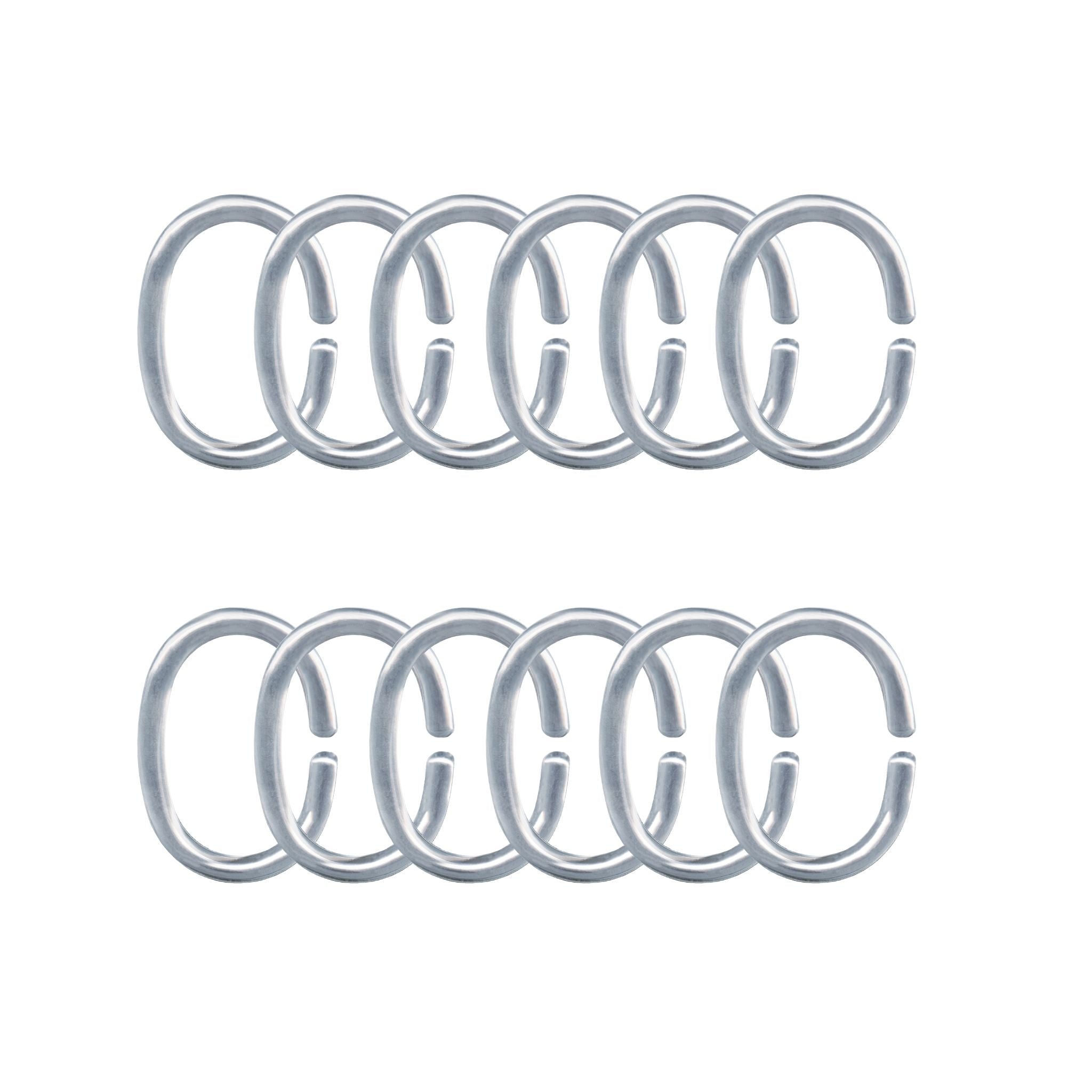 Duschvorhang-Ringe Silberfarben Set 12-teilig