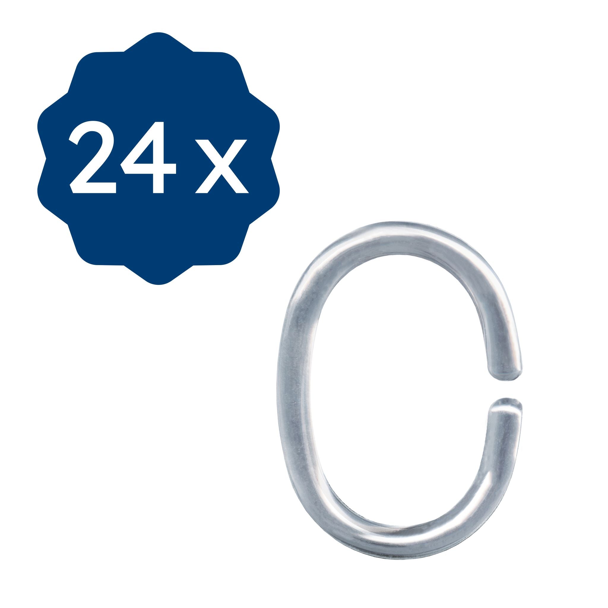 Doppelpack Duschvorhang-Ringe Silberfarben Set 24-teilig