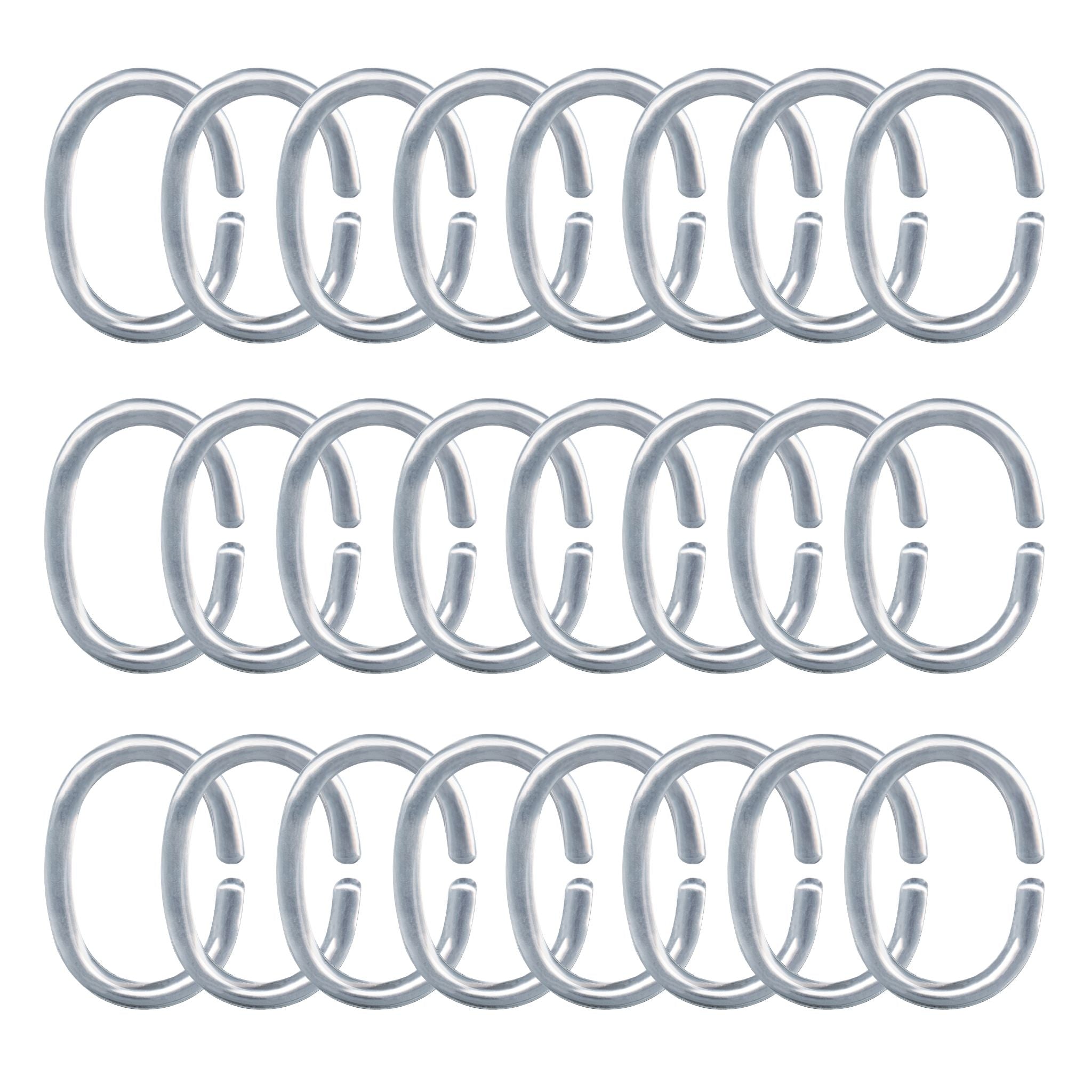 Doppelpack Duschvorhang-Ringe Silberfarben Set 24-teilig