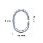 Silberner C-förmiger Duschvorhanghaken mit Maßen 61 x 43 x 5 mm aus Metall