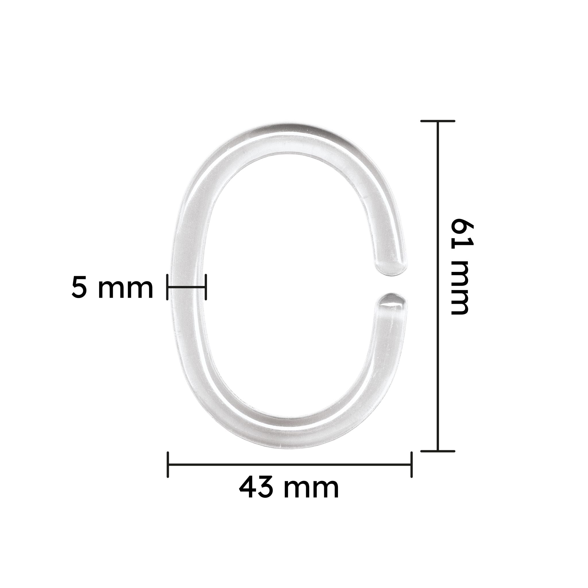 Duschvorhang-Ringe Glasklar Set 12-teilig