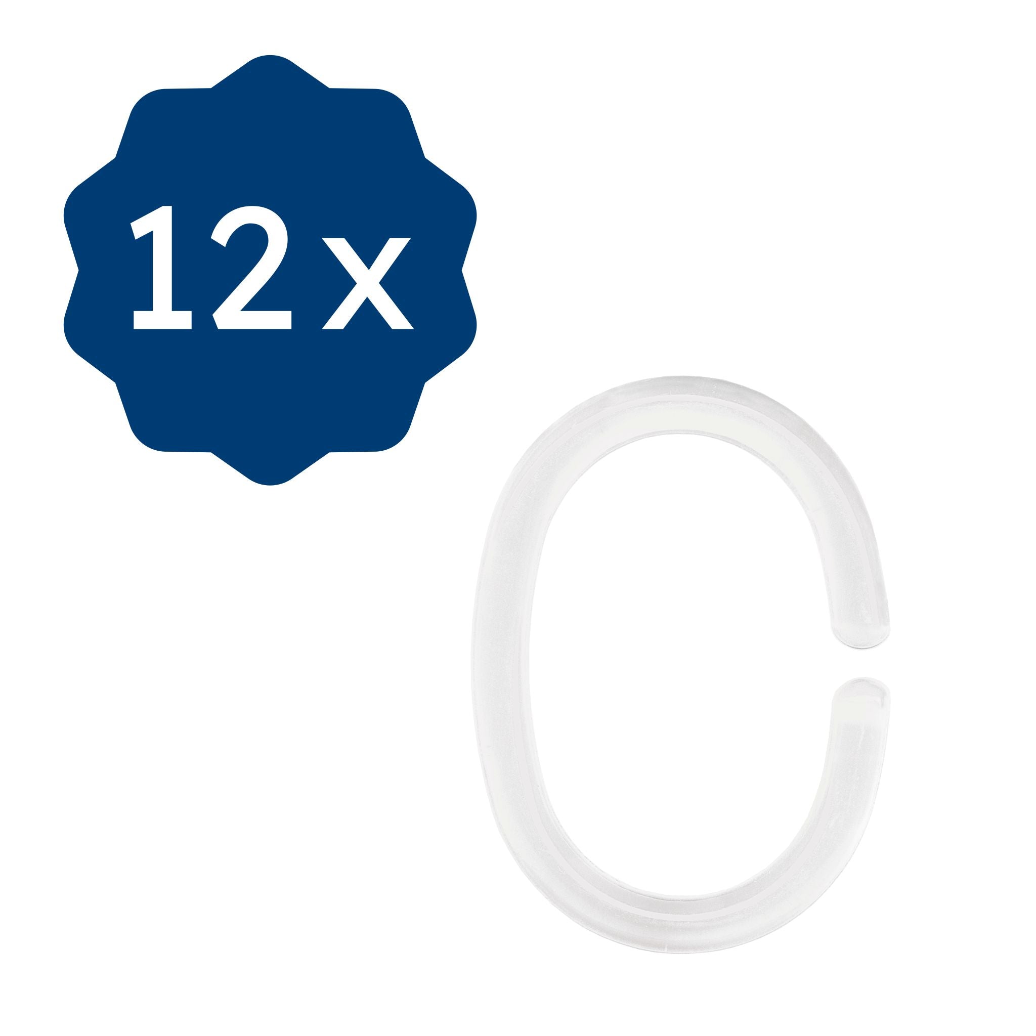 Duschvorhang-Ringe Weiß Set 12-teilig