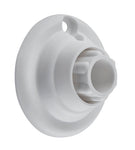 Weiße runde Kunststoff-Rosette mit Anschlussöffnung für Brausestange