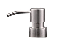 Seifenspender-Pumpe aus gebürstetem Edelstahl in Nahaufnahme darstellt