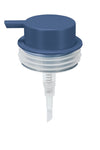 Blauer Dosieraufsatz aus Kunststoff mit transparentem Gewinde für Flaschen