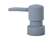 Grauer, zylindrischer Seifenspender mit schmalem Auslauf nach links