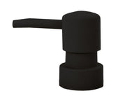 Schwarzer, zylindrischer Seifenspender-Aufsatz mit seitlichem Auslauf