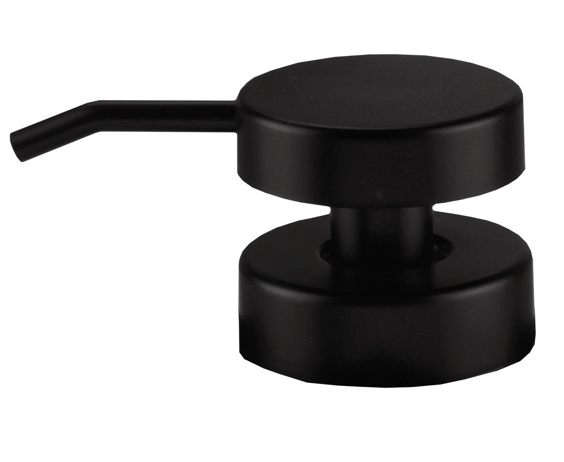 Schwarzer runder Seifenspender-Aufsatz mit kurzem schrägem Auslaufrohr
