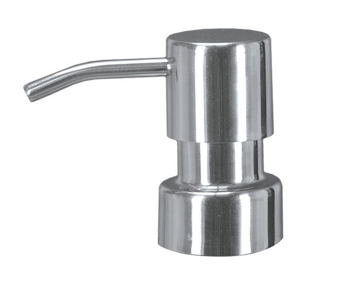 Runder, verchromter Seifenspender-Aufsatz mit gebogenem Auslauf aus Metall