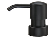 Schwarzer Seifenspender aus Kunststoff mit abgerundetem Pumpkopf