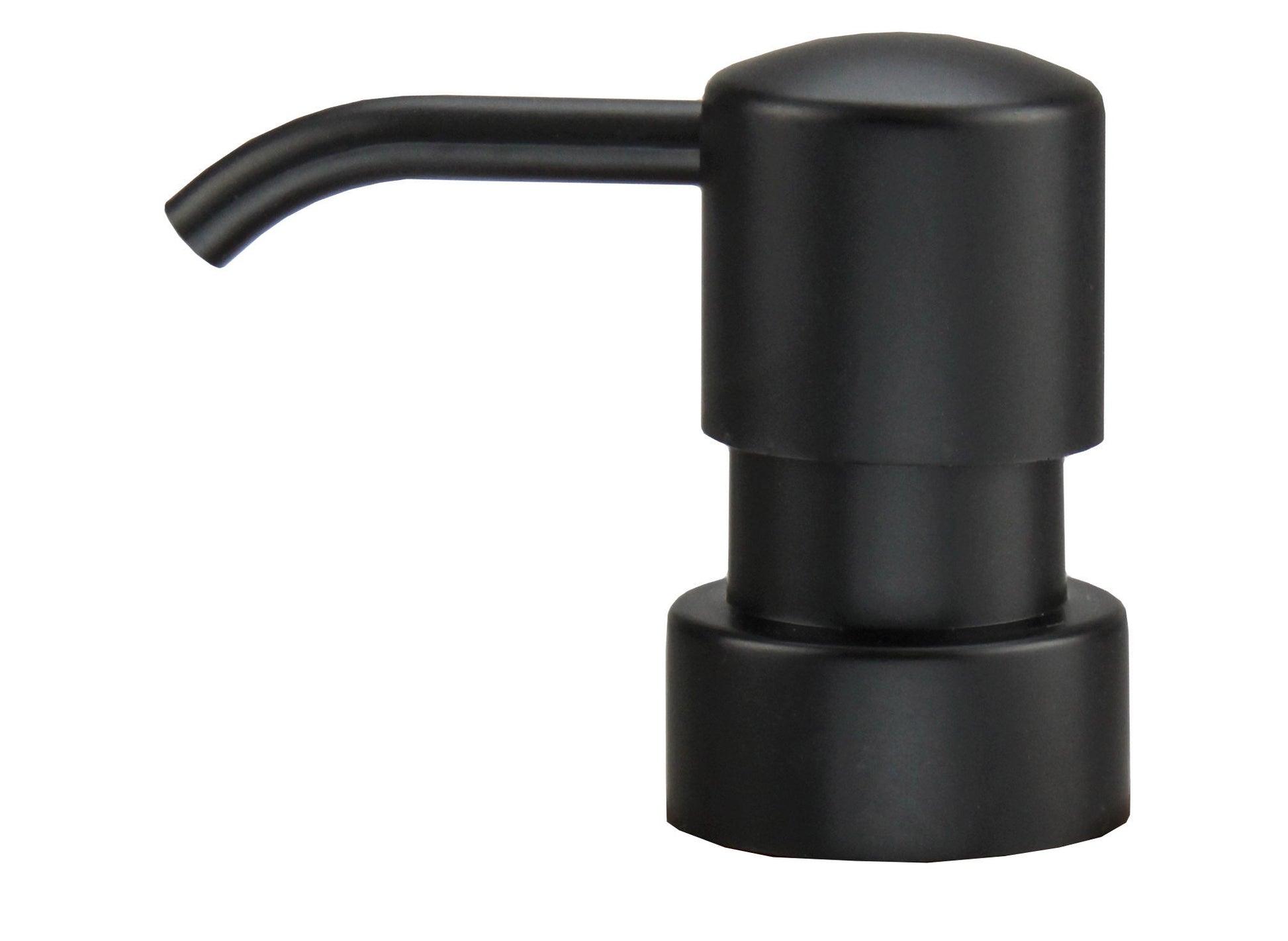 Schwarzer Seifenspender aus Kunststoff mit abgerundetem Pumpkopf