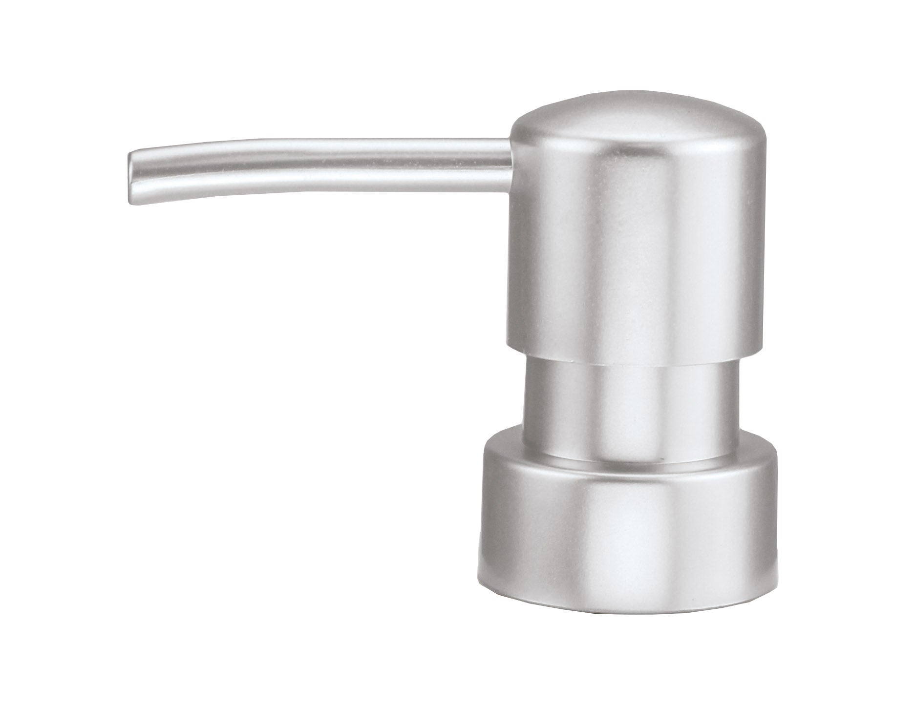 Die Ersatz-Spenderpumpe SAVANNAH in Silbergrau ist freigestellt von vorne zu sehen.