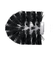 Schwarzer Ersatz-WC-Bürstenkopf Ø 73 mm liegt seitlich auf hellem Hintergrund.