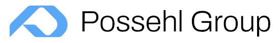 Possehl Group Logo mit blauem Symbol und schwarzem Schriftzug auf weißem Hintergrund.