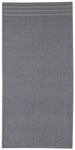 Graues, rechteckiges Handtuch mit Struktur und schlichten Bordüren