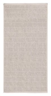 Beiger rechteckiger Badteppich mit feiner, waagerechter Oberflächenstruktur