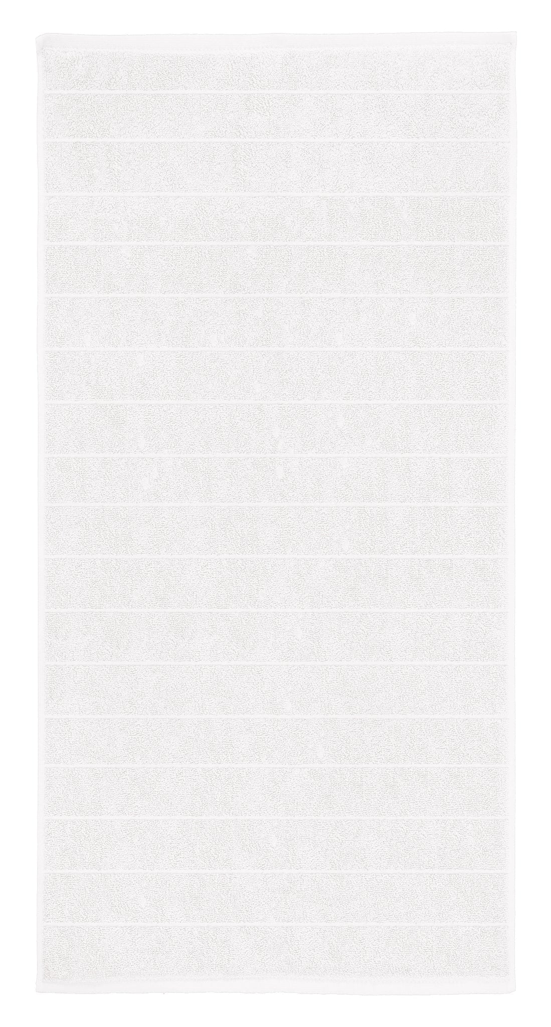 Weißes rechteckiges Handtuch mit feiner, waagerechter Streifenstruktur