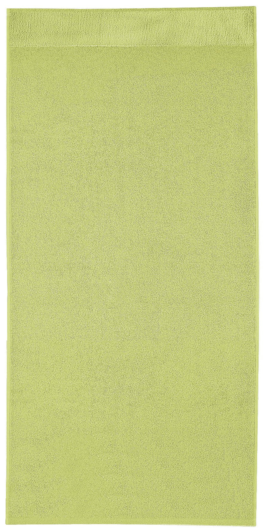 Einfarbiges hellgrünes Handtuch aus Frottee in rechteckiger Form