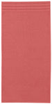 Korallenrotes Handtuch mit schmalen Bordürenstreifen am oberen Rand