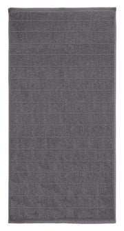 Graues rechteckiges Handtuch mit feiner Struktur und Querstreifen
