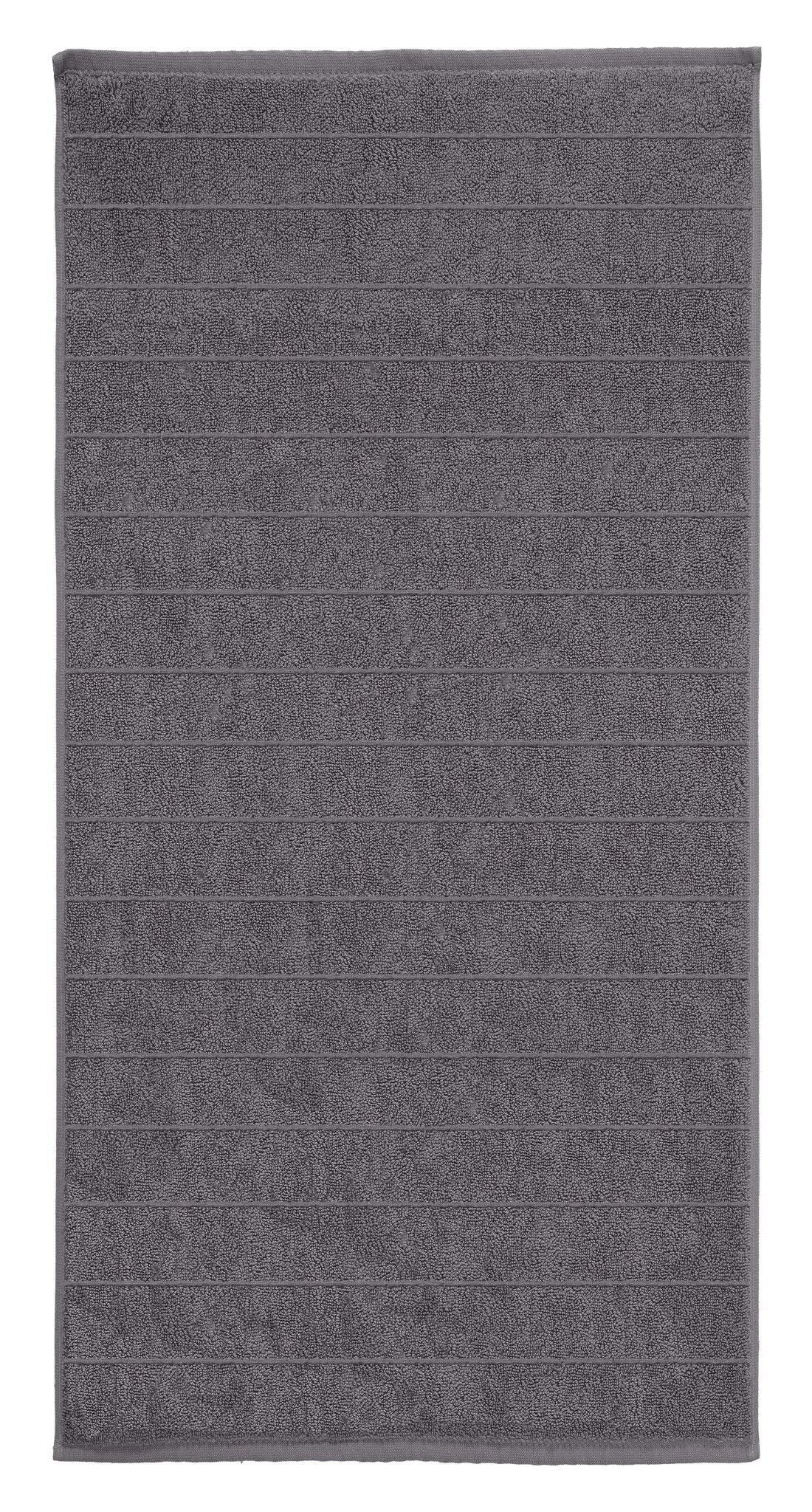 Graues rechteckiges Handtuch mit feiner Struktur und Querstreifen