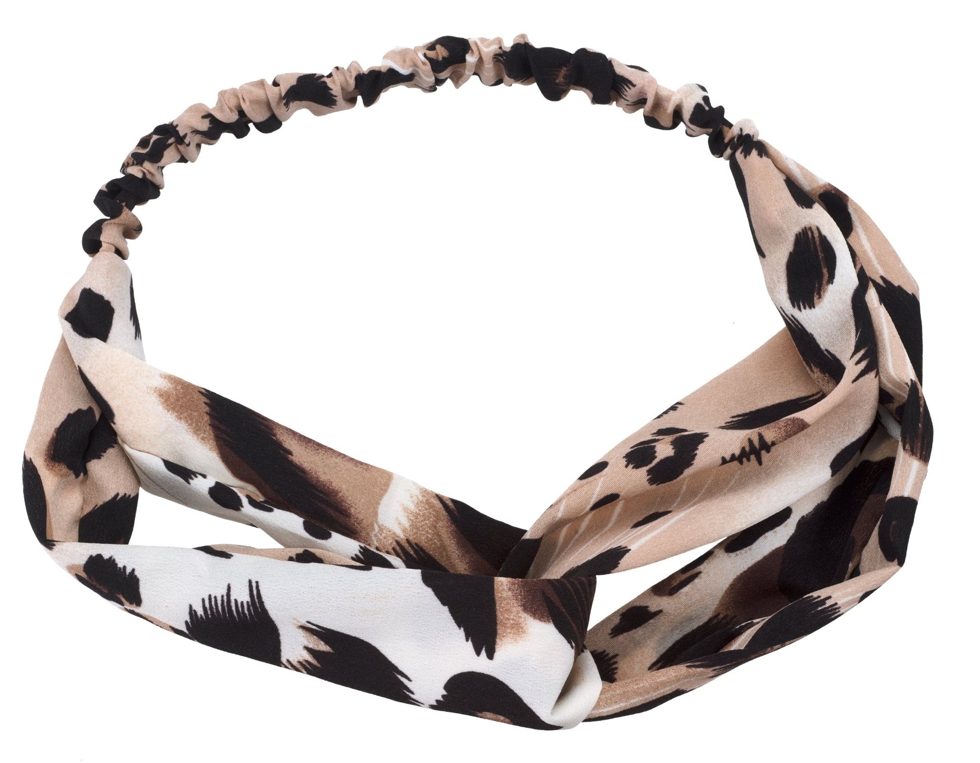 Elastisches Haarband mit braun-schwarzem Leopardenmuster aus Stoff