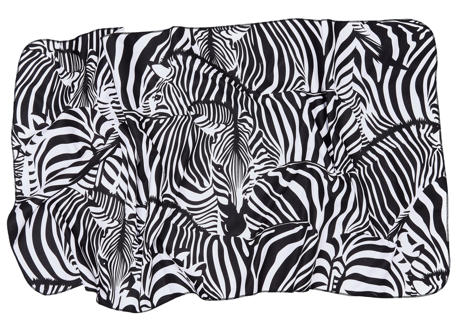 Handtuch ZEBRA Schwarz-Weiß 50x100 cm liegt ausgebreitet mit dichtem Zebramuster.