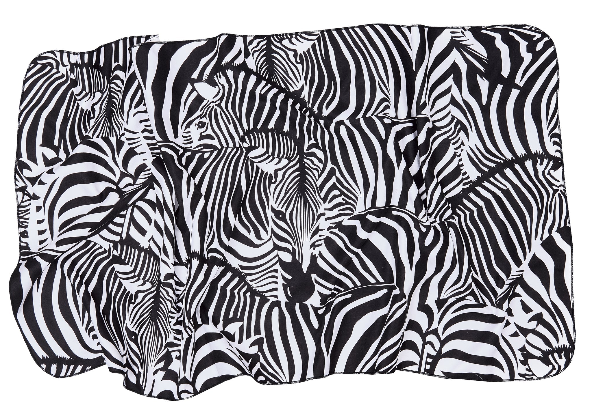 Handtuch ZEBRA Schwarz-Weiß 50x100 cm liegt ausgebreitet mit dichtem Zebramuster.