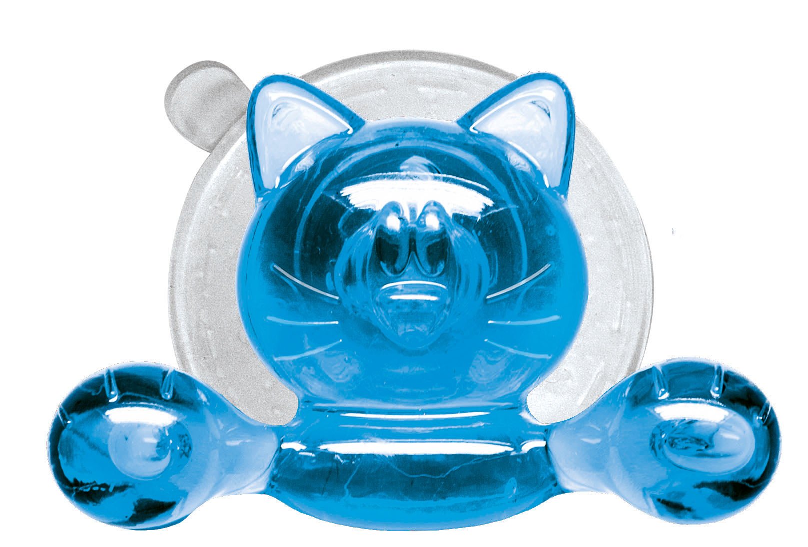 Blauer, kleiner katzenförmiger Wandhaken mit Saugnapf für Badaccessoires