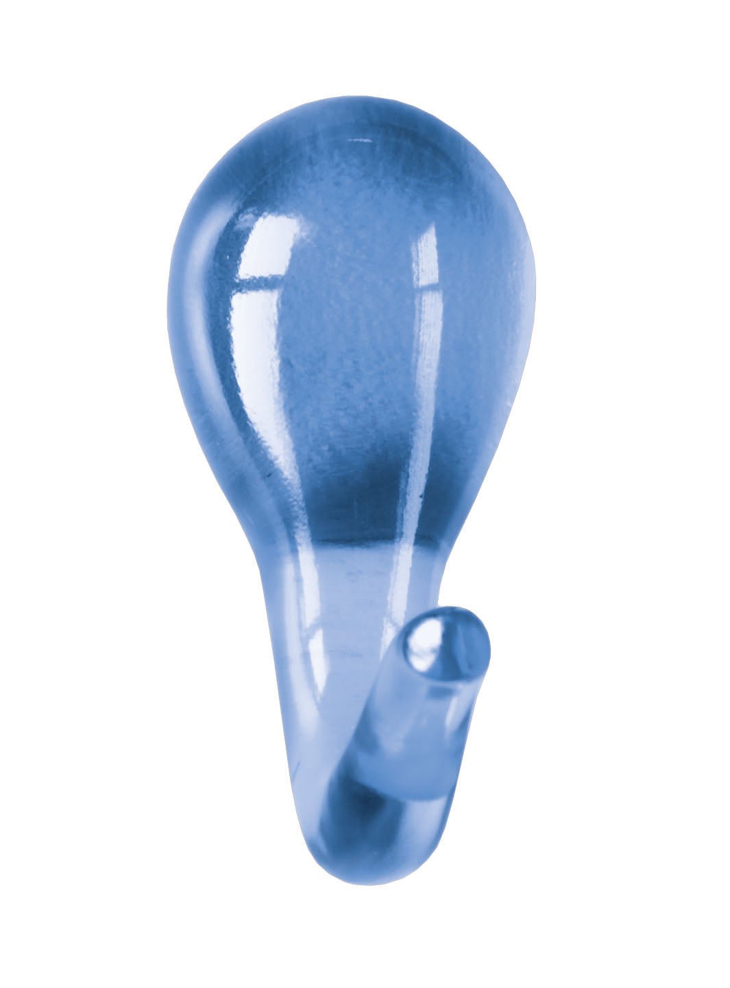 Transparenter blauer Wandhaken aus Kunststoff mit gebogener Spitze