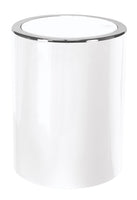 Weißer zylindrischer Kosmetikeimer mit verchromtem Schwingdeckel