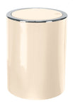 Cremefarbener, zylindrischer Kosmetikeimer mit Schwingdeckel, chrom