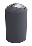 Dunkelgrauer zylindrischer Bad-Mülleimer mit verchromtem Schwingdeckel