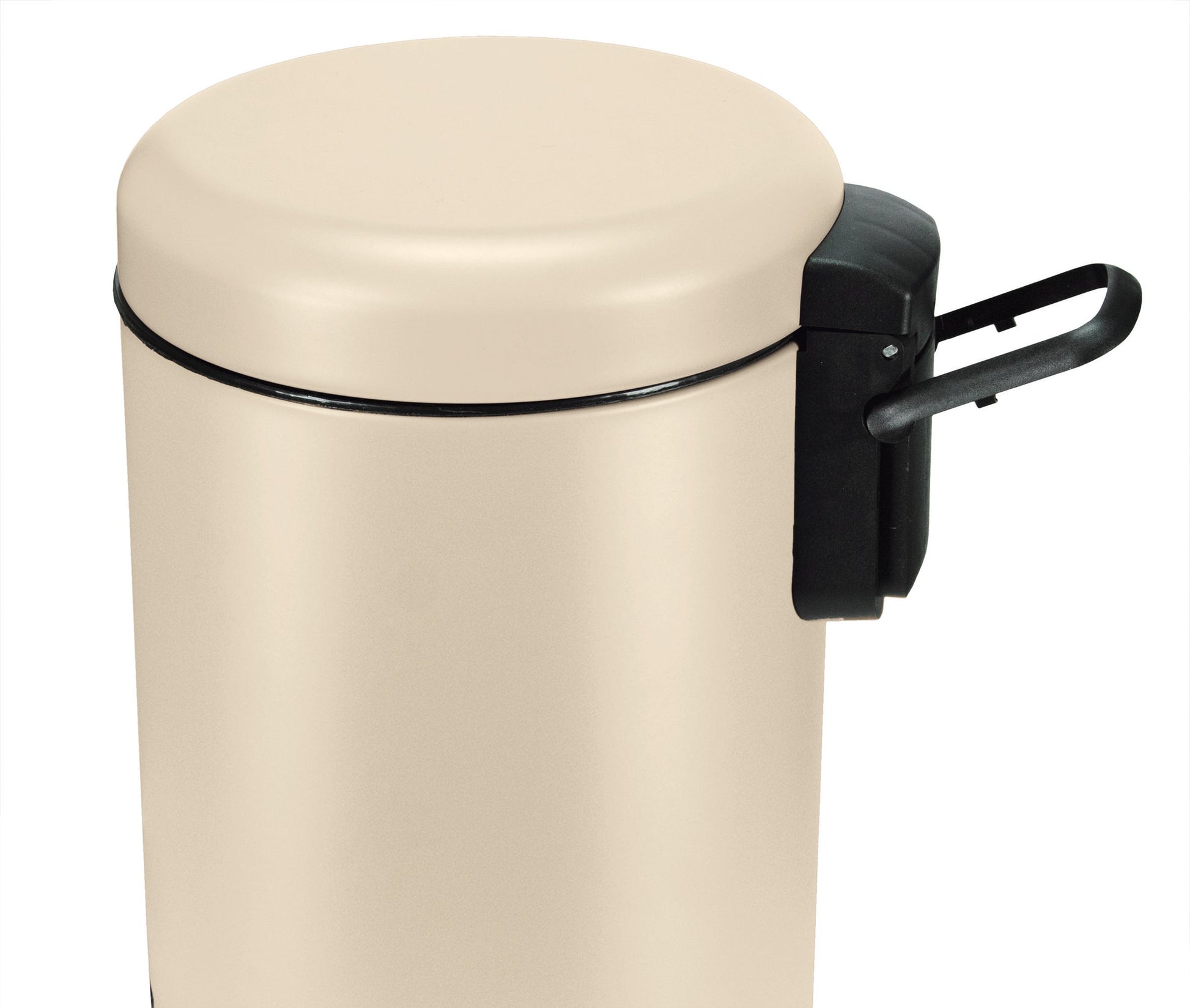 Kosmetikeimer ONE Natur 3 Liter in Beige mit schwarzer Halterung ist im Detail zu sehen.