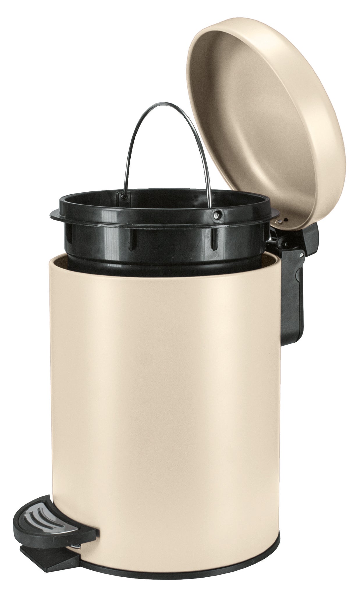 Offener Kosmetikeimer ONE Natur 3 Liter mit herausnehmbarem Einsatz und Pedal in Nahaufnahme.