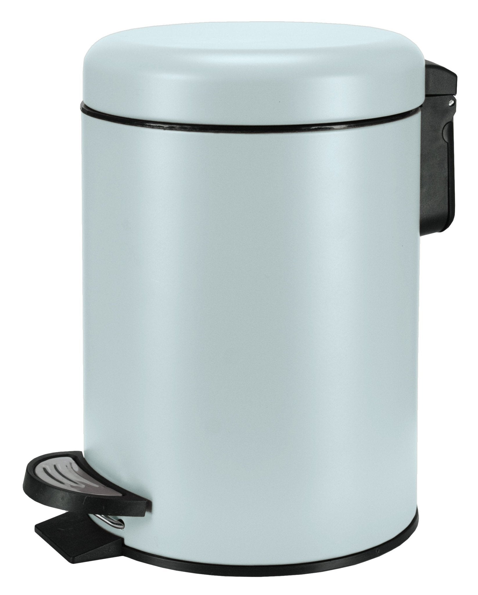 Der Kosmetikeimer ONE Opal 3 Liter steht als runder Tretmülleimer in hellem Opalton frontal im Bild.