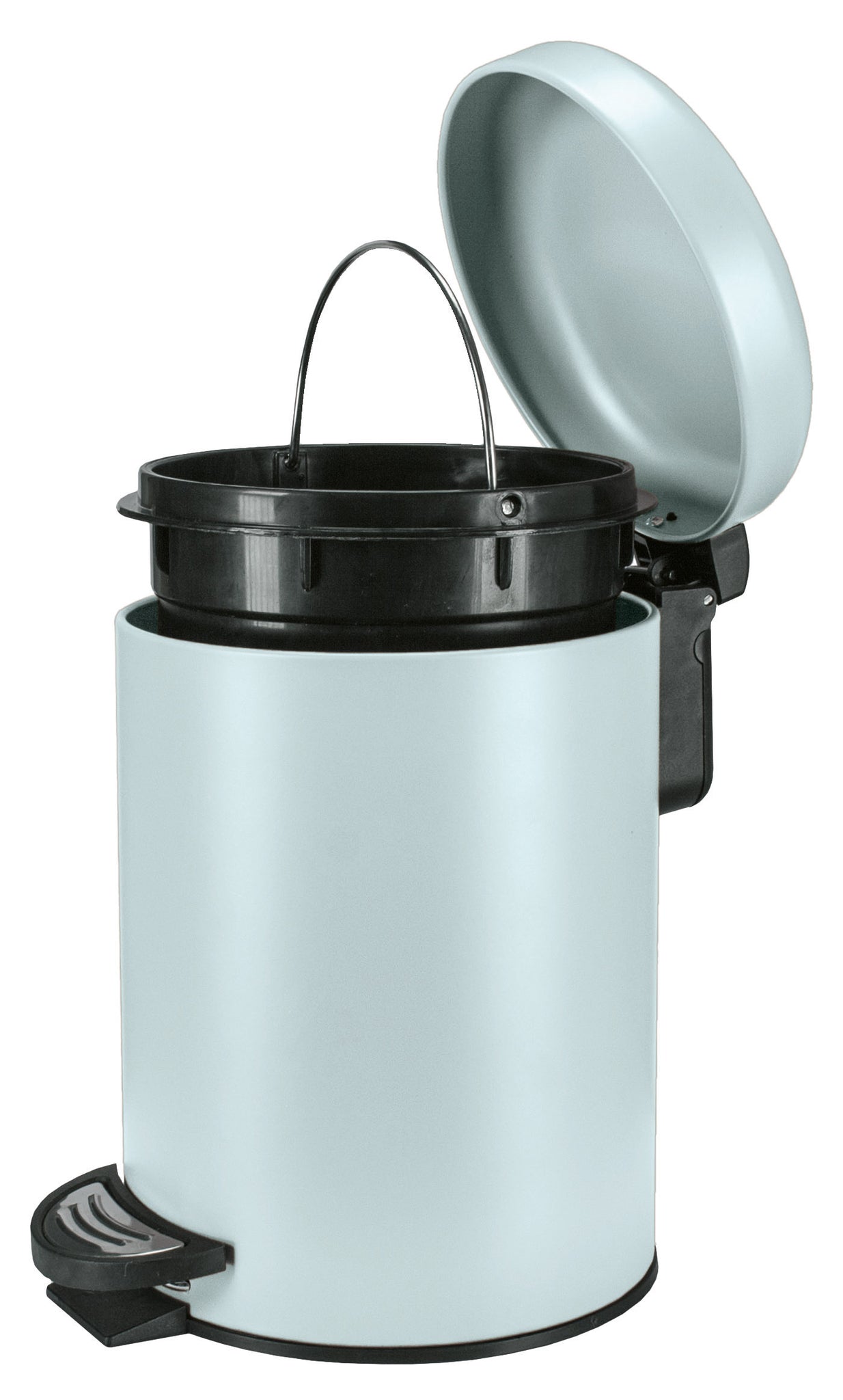 Geöffneter Kosmetikeimer ONE Opal 3 Liter mit Inneneimer und Pedal in Nahaufnahme.