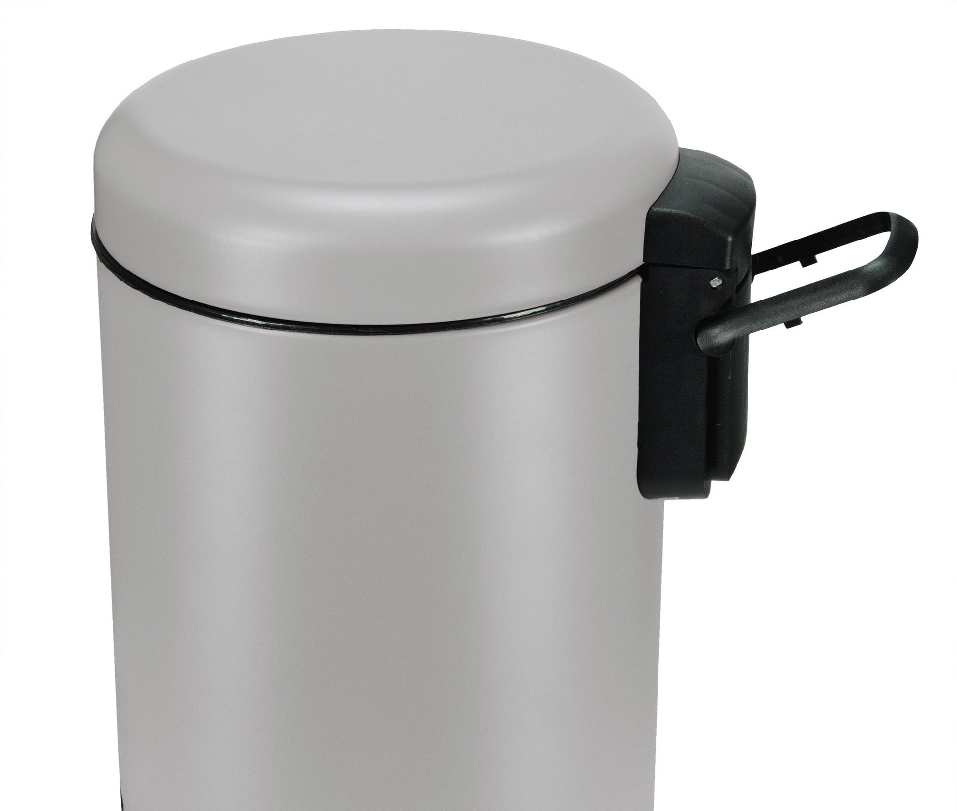 Platinfarbener Kosmetikeimer ONE 3 Liter in Nahaufnahme mit Deckel und Tragegriff.