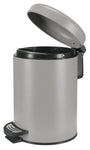 Grauer runder Treteimer fürs Bad mit weit geöffnetem Deckel nach oben