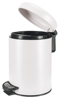 Weißer runder Treteimer mit geöffnetem Deckel und schwarzem Innenring