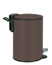 Nussbrauner Kosmetikeimer SILENCE mit Fußpedal und Tragegriff, 3 Liter Fassungsvermögen.