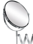 Runder, verchromter Kosmetikspiegel mit ausziehbarem Schwenkarm rund