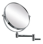 Runder Kosmetikspiegel mit Vergrößerung und schwenkbarem Wandarm, chrom