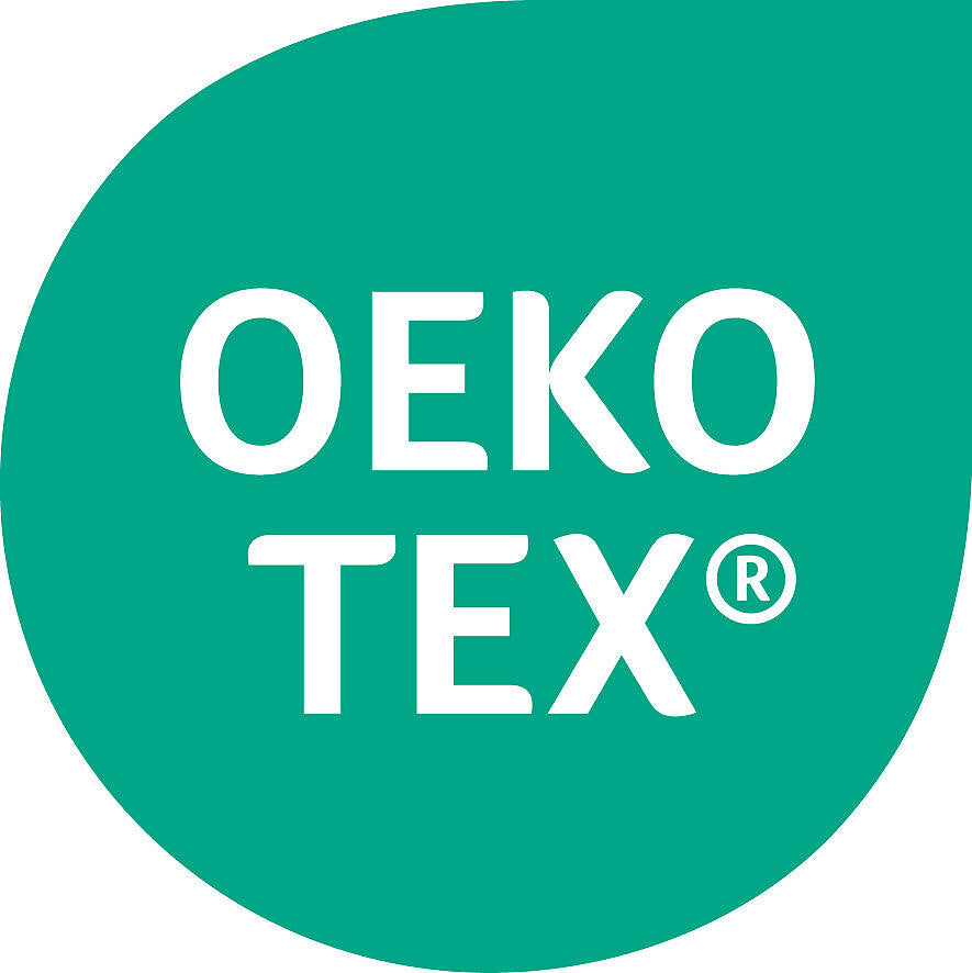OEKO TEX Label auf weißem Hintergrund