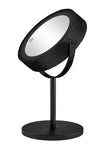 Schwarzer, runder Stand-Kosmetikspiegel mit verstellbarem Neigungswinkel