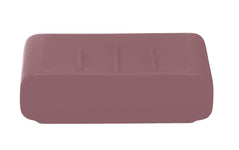 Rechteckige, rosafarbene Seifenschale mit drei schmalen Rillen oben
