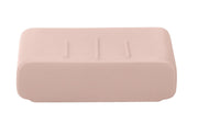 Rechteckige Seifenschale CUBIC Pastellrose aus Keramik in zartem Rosa von vorn abgebildet.